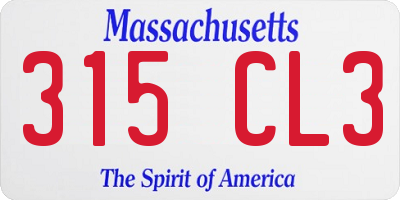 MA license plate 315CL3