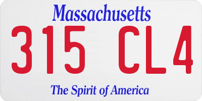 MA license plate 315CL4