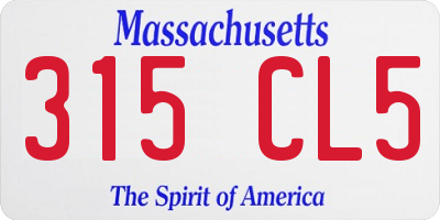 MA license plate 315CL5