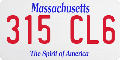 MA license plate 315CL6
