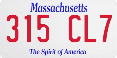MA license plate 315CL7