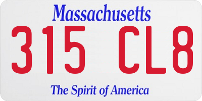 MA license plate 315CL8