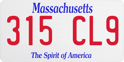 MA license plate 315CL9