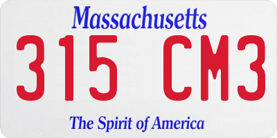 MA license plate 315CM3