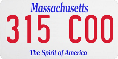 MA license plate 315CO0