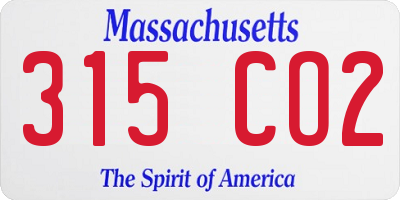 MA license plate 315CO2