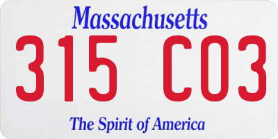 MA license plate 315CO3