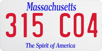 MA license plate 315CO4