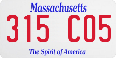 MA license plate 315CO5