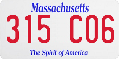 MA license plate 315CO6