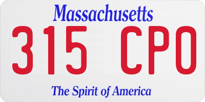 MA license plate 315CP0