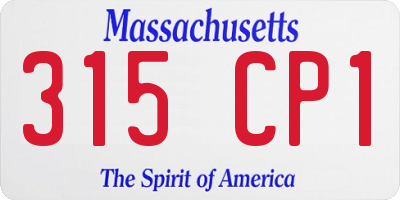 MA license plate 315CP1