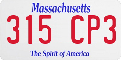 MA license plate 315CP3