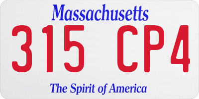 MA license plate 315CP4