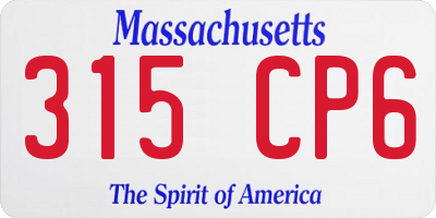 MA license plate 315CP6