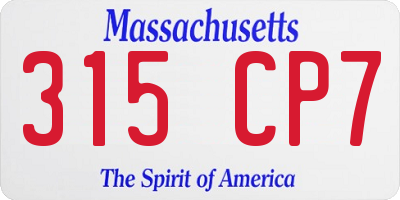 MA license plate 315CP7