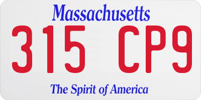MA license plate 315CP9