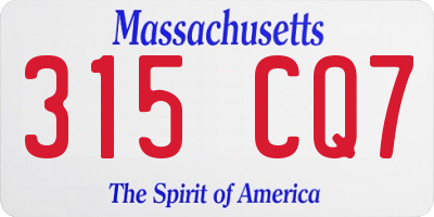 MA license plate 315CQ7