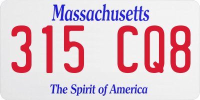 MA license plate 315CQ8