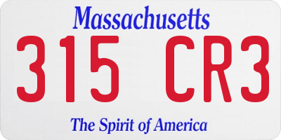 MA license plate 315CR3