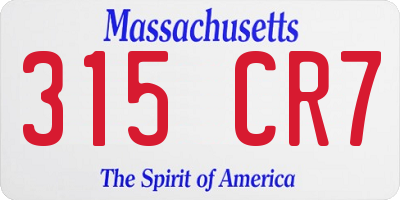 MA license plate 315CR7