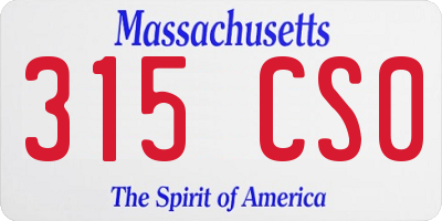 MA license plate 315CS0