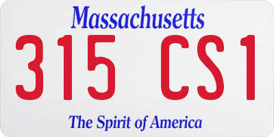 MA license plate 315CS1