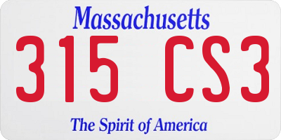 MA license plate 315CS3