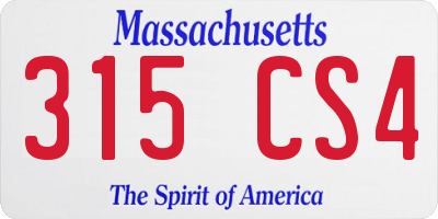 MA license plate 315CS4
