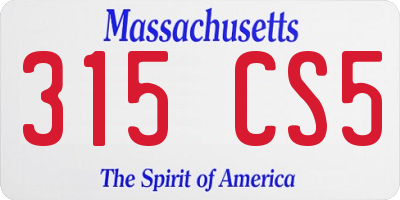 MA license plate 315CS5