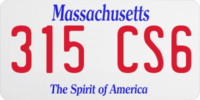 MA license plate 315CS6