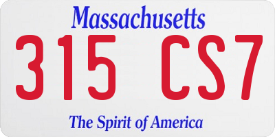 MA license plate 315CS7