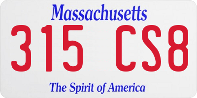 MA license plate 315CS8