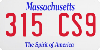 MA license plate 315CS9