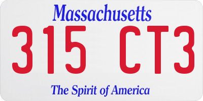 MA license plate 315CT3