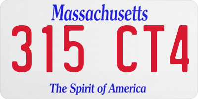 MA license plate 315CT4