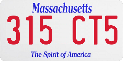 MA license plate 315CT5