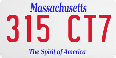 MA license plate 315CT7