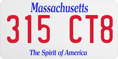 MA license plate 315CT8