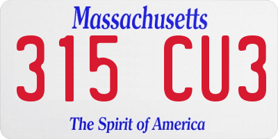 MA license plate 315CU3