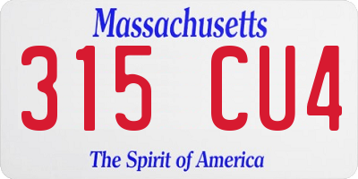 MA license plate 315CU4