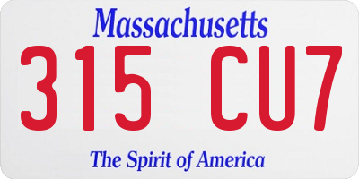 MA license plate 315CU7