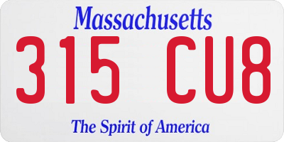 MA license plate 315CU8