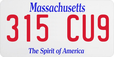 MA license plate 315CU9