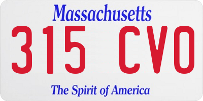 MA license plate 315CV0