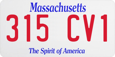 MA license plate 315CV1