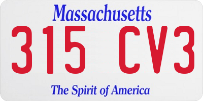 MA license plate 315CV3