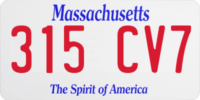 MA license plate 315CV7