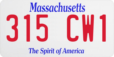 MA license plate 315CW1