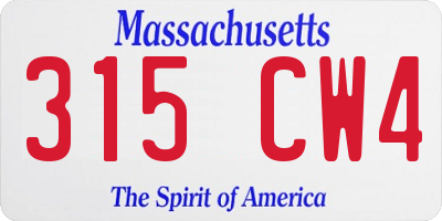 MA license plate 315CW4